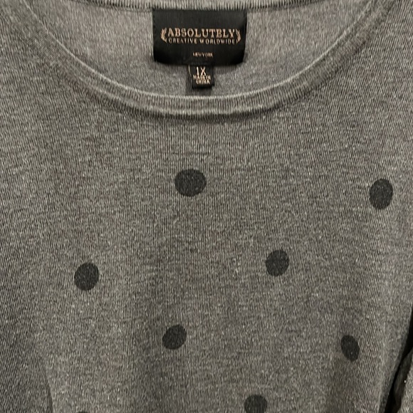 Absolutely Creative Worldwide Brand Dark Grey w/Black Spots Women’s Blouse Sz 1X - Picture 5 of 6